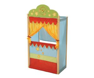 roba Teatro de Marionetas para Niños - Teatro de Títeres Guignol de Madera y Tela - Montado sobre Soporte - Multicolor