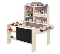 Roba - Tienda de campaña (incluye accesorios, color natural, blanco/gris, 4 cajones, reloj, pizarra, mostrador y mostrador lateral)