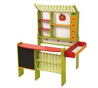 Roba Tienda 'Mercado Stand' Incluye Accesorios, niños Kaufmann Carga, Madera Verde/Rojo, Puesto de Venta con mostrador, Pizarra, Aspecto mostrador, toldo, & Tienda Accesorios