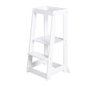 roba Torre de Aprendizaje - Taburete Seguro para Niños - como Ayudante de Cocina - Capacidad de Carga hasta 80 kg - Madera Certificada FSC - Blanco