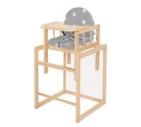 roba Trona Combinada - Convertible en Mesa y Silla Infantil - Asiento Acolchado con Motivo de Estrellas - Madera Naturel