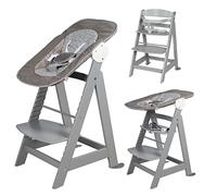 roba Trona Evolutiva de Madera Born Up + Hamaca Reclinable miffy, Desde el Nacimiento hasta 70 kg, Silla Convertible y Ajustable, Gris / Diseño de Conejo
