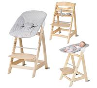 roba Trona Evolutiva de Madera Born Up + Hamaca Reclinable roba Style Gris, Desde el Nacimiento hasta 70 kg, Silla Convertible y Ajustable, Blanco