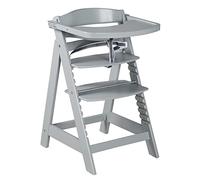 roba Trona Evolutiva de Madera Sit Up Click et Fun + Bandeja Desmontable - Altura Ajustable - Silla para Bebés 6 Meses - Soporta 70 kg - Topo / Gris