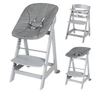 roba Trona Evolutiva en Madera Blanca Born Up 2en1 + Hamaca Inclinable Stone - Cuero Impermeable - Altura Ajustable - Desde el Nacimiento hasta 70 kg