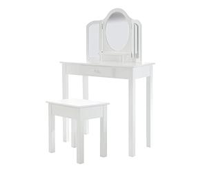 Roba TS-ideen - Tocador con Espejo y Taburete, Color Blanco