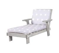 roba Tumbona Infantil de Jardín - Sillon de Madera con Portavasos - Adecuada para Niños Pequeños a Partir de 18 Meses - Incluye Cojín con Diseño Little Stars - Gris