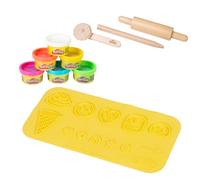 roba x Play-Doh Set de Inicio - Alfombra Creativa 3D, 3 Herramientas de Madera certificada FSC y 6 Botes de Masa Play-Doh - Set de Modelado para niños a Partir de 3 años