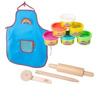 roba x Play-Doh Set de Modelado - 3 Herramientas de Madera con certificación FSC, 6 Botes de Masa Play-Doh y Delantal - Juguete de modelar para niños a Partir de 3 años