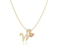 Robaice Collar chapado en oro de 14 quilates con inicial para mujer, colgante de letra de corazón de planeta rosa con cadena redonda de espiga, no se deslustra, regalo de joyería para ella, 16'' + 2