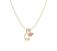 Robaice Collar chapado en oro de 14 quilates con inicial para mujer, colgante de letra de corazón de planeta rosa con cadena redonda de espiga, no se deslustra, regalo de joyería para ella, 16'' + 2