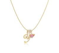 Robaice Collar chapado en oro de 14 quilates con inicial para mujer, colgante de letra de corazón de planeta rosa con cadena redonda de espiga, no se deslustra, regalo de joyería para ella, 16'' + 2