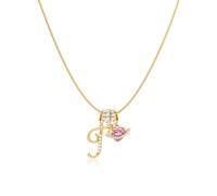 Robaice Collar chapado en oro de 14 quilates con inicial para mujer, colgante de letra de corazón de planeta rosa con cadena redonda de espiga, no se deslustra, regalo de joyería para ella, 16'' + 2