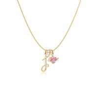 Robaice Collar chapado en oro de 14 quilates con inicial para mujer, colgante de letra de corazón de planeta rosa con cadena redonda de espiga, no se deslustra, regalo de joyería para ella, 16'' + 2