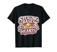 Robando Bases Rompiendo Corazones Chica Softbol Jugador Lindo Diversión Camiseta