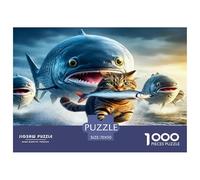 Robar Pescado Gato Puzzle De 1000 Piezas, Moderno DIY,Entretenimiento Creativo para Adultos Y Niños Mayores De 12 Años Un Rompecabezas Desafiante - Decoración del Hogar 70x50cm/1000pcs
