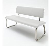 Robas Lund Banco de Comedor con Respaldo de Piel sintética, soporta hasta 280 kg, Color Blanco