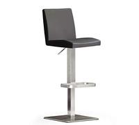 Robas Lund LO.PES - Taburete de Bar (Piel Negra, con Respaldo, Giratorio, 180 Grados, Altura Ajustable, 52 x 40 x 110 cm)