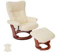 Robas Lund Montreal sillón reclinable/Silla Relax con Taburete/Silla Descanso Cuero Color Crema 64022CH5