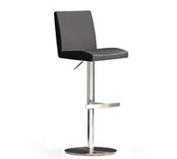 Robas Lund Taburete de Bar Negro con Respaldo, Giratorio 360 Grados, Taburete de Altura Regulable, PU LO.PES, 52 x 40 x 110 cm