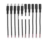 ROBAUN 10 conectores de cable de alimentación de CC de 12 V, 5,5 x 2,1 mm, macho y hembra, adaptador de CC for tira de luz DIY.(Black 5Pair)