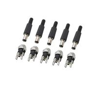 ROBAUN 10 conectores de CC de 5,5 x 2,1 mm. Conector de alimentación de CC macho y hembra, tuerca de enchufe, montaje en panel, tipo soldadura, adaptador de conector de CC.(L-5Pair)