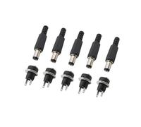 ROBAUN 10 Conectores de CC de 5,5 x 2,1 mm. Conector de alimentación de CC Macho y Hembra, Tuerca de Enchufe, Montaje en Panel, Tipo Soldadura, Adaptador de Conector de CC.(K-5Pair)
