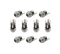 ROBAUN 10 conectores de CC de 5,5 x 2,1 mm. Conector de alimentación de CC macho y hembra, tuerca de enchufe, montaje en panel, tipo soldadura, adaptador de conector de CC.(E-10Pcs)