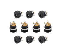 ROBAUN 10 conectores de CC de 5,5 x 2,1 mm. Conector de alimentación de CC macho y hembra, tuerca de enchufe, montaje en panel, tipo soldadura, adaptador de conector de CC.(A-10Pcs)
