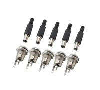 ROBAUN 10 conectores de CC de 5,5 x 2,1 mm. Conector de alimentación de CC macho y hembra, tuerca de enchufe, montaje en panel, tipo soldadura, adaptador de conector de CC.(J-5Pair)