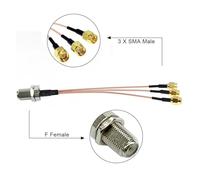 ROBAUN 1PC F Hembra Tuerca a 3X SMA Macho Divisor combinador Cable de Cola de Cerdo 15CM 6" for enrutador(100CM)