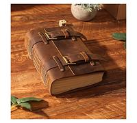 ROBAUN A5 Cowhide Brown Notebook Agenda Doble Hebilla Travel Diario Nota Nota Bloc de notas Escritura Sketchbook(Brązowy)