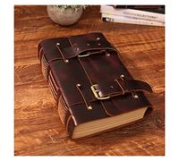 ROBAUN A5 Cowhide Brown Notebook Agenda Doble Hebilla Travel Diario Nota Nota Bloc de notas Escritura Sketchbook(Rood)