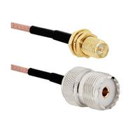 ROBAUN Cable de conexión en Espiral de 6" y 8" con Conector Macho y Jack Hembra RG316 UHF PL259 SO239 a SMA(RPSMAK-UHFK,30CM)
