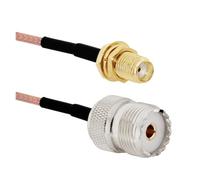 ROBAUN Cable de conexión en Espiral de 6" y 8" con Conector Macho y Jack Hembra RG316 UHF PL259 SO239 a SMA(SMAK-UHFK,20CM)