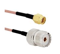 ROBAUN Cable de conexión en espiral de 6" y 8" con conector macho y jack hembra RG316 UHF PL259 SO239 a SMA(SMAJ-UHFK,15CM)
