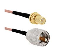 ROBAUN Cable de conexión en espiral de 6" y 8" con conector macho y jack hembra RG316 UHF PL259 SO239 a SMA(RPSMAK-UHFJ,50CM)