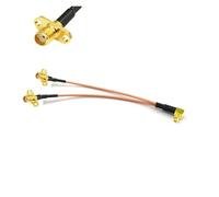 ROBAUN Cable divisor tipo Y de 15 cm y 6 pulgadas for enrutador, conector macho en ángulo recto MMCX a 2 conectores SMA de 2 orificios(50cm)