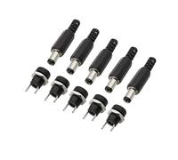 ROBAUN Conector de alimentación de CC de 5,5 x 2,1 mm, conector macho hembra de CC, tuerca de montaje en panel, adaptador for bricolaje, conector de cable de soldadura DC-022B(5Pair)