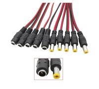 ROBAUN Conector de Cable Flexible de alimentación de CC de 5,5 x 2,1 mm, Adaptador de Cable de 25 cm con Conector Macho y Hembra de 12 V CC for cámara(5 Male 5 Female)