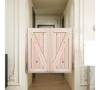 ROBAUN Puerta batiente Doble, Puerta Interior de Madera con bisagras metálicas silenciosas, Puertas batientes for Bar, salón, casa, Cocina, escaleras, Dormitorio, Tienda.(Wood Color,28x30in)