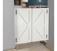 ROBAUN Puerta corrediza batiente, Puertas de cafetería Retro for cercas, divisiones, Bares, Puerta batiente de Madera Maciza con bisagras.(Double Doors 31.5"*35.43" White)