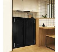 ROBAUN Puerta corrediza batiente, Puertas de cafetería Retro for cercas, divisiones, Bares, Puerta batiente de Madera Maciza con bisagras.(35.43"*35.43" Black Double Doors)