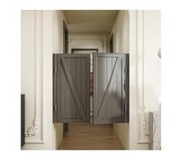 ROBAUN Puertas batientes de cafetería de Media Cintura, Puerta de salón, Puerta Interior de Madera Maciza con herrajes de bisagras, for Pasillo, Cocina(Gray,W140cmxH90cm/55.1" x35.4)