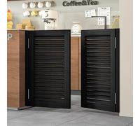 ROBAUN Puertas batientes de salón de Madera con bisagras, herrajes, partición de Entrada for Pasillo, Cocina, Puerta, Bar, Porche, Puerta de sótano barnizada prefabricada(Czarny,117x71cm/46x28in)