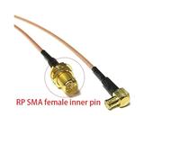 ROBAUN Tuerca de conector SMA RP invertida con clavija interna a conector MCX macho en ángulo recto, conjunto de cable RG174 RG178 RG316 de 10 cm/30 cm/50 cm for módem inalámbrico(RG178,15CM)