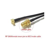 ROBAUN Tuerca de conector SMA RP invertida con clavija interna a conector MCX macho en ángulo recto, conjunto de cable RG174 RG178 RG316 de 10 cm/30 cm/50 cm for módem inalámbrico(RG174,15CM)