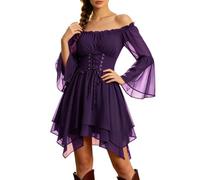 Robe décontractée élégante à épaules dénudées Manches Longues en Maille unie, idéale au quotidien, morado, XL
