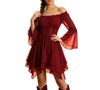 Robe décontractée élégante à épaules dénudées Manches Longues en Maille unie, idéale au quotidien, rojo, L