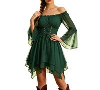 Robe décontractée élégante à épaules dénudées Manches Longues en Maille unie, idéale au quotidien, verde, XXL